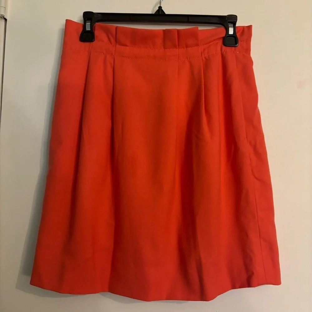 J. Crew Womens Coral Wool Blend Fully Lined Pleated Mini Skirt‎ Paperbag Waist 4